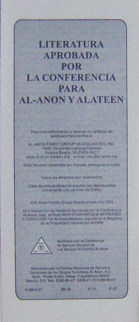 LITERATURA APROBADA POR LA CONFERENCIA PARA AL-ANON Y ALATEEN